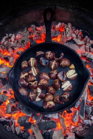 castañas y chimenea